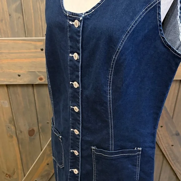 Denim Button-Front Mini Dress - Picture 6 of 7